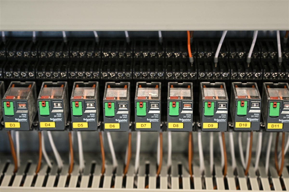 Custom industrial control panel being assembled in shop